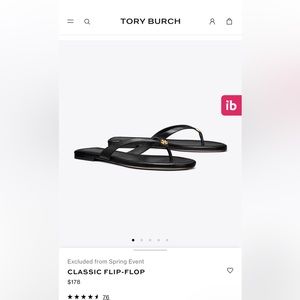 Black pair of classic flip-flop - Original Tory Burch. Only wore once